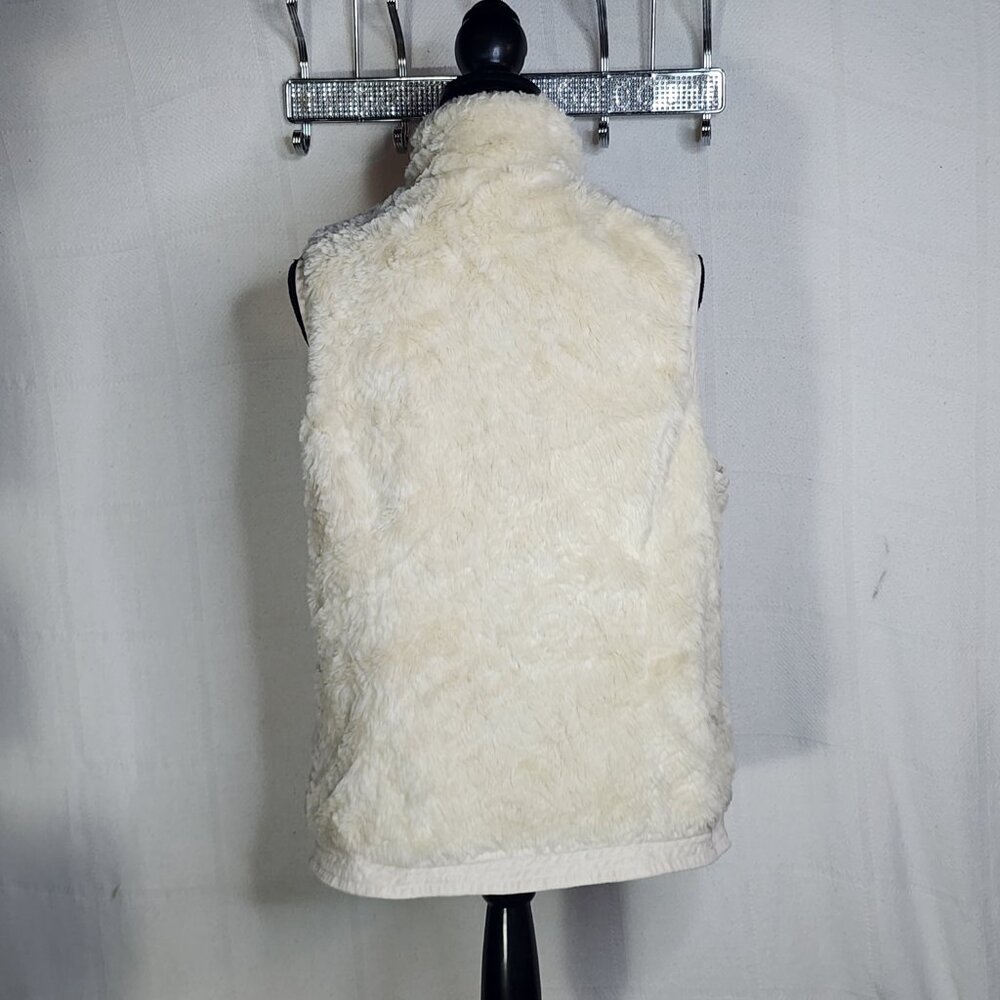 Roz & Ali Cream Colored Faux Fur Trimmed in Faux Suede Fully Lined Vest Size L - Picture 10 of 16